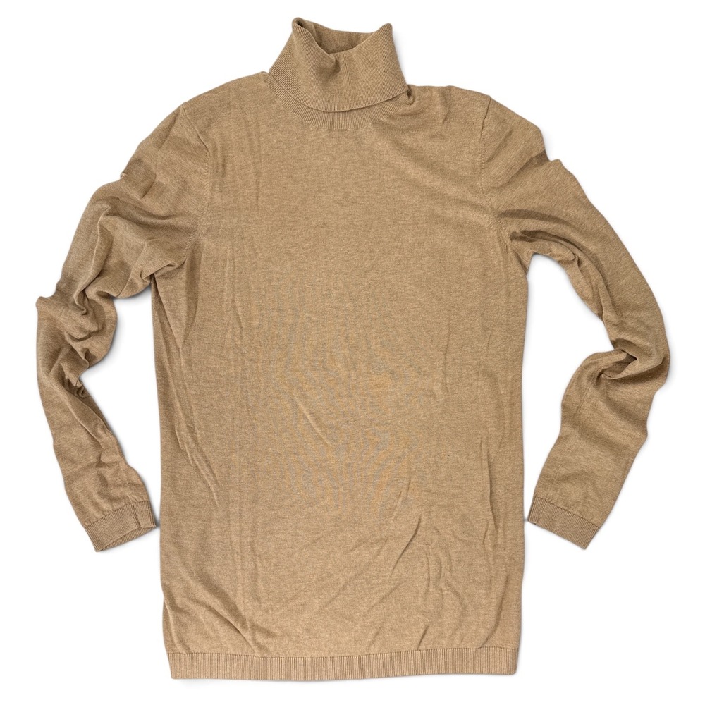 Gap Womens Large Tall Tan Silk Blend Turtleneck Sweater Camel Knit RN 54023